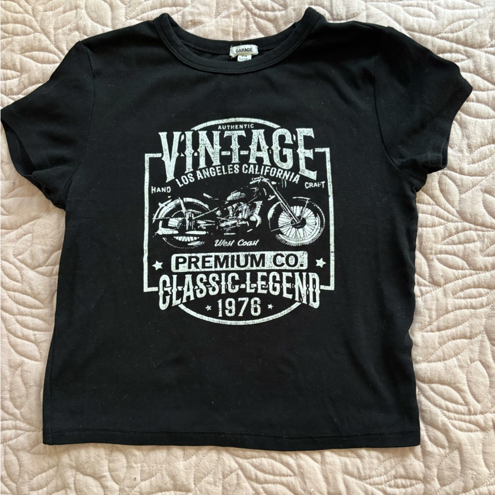 Garage Black Crew Neck Tee